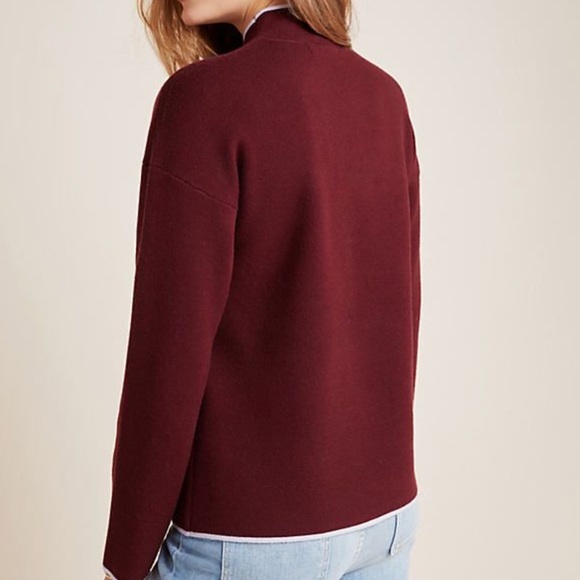 Anthropologie Lizzie Mock Neck Sweater Burgundy - Picture 2 of 8